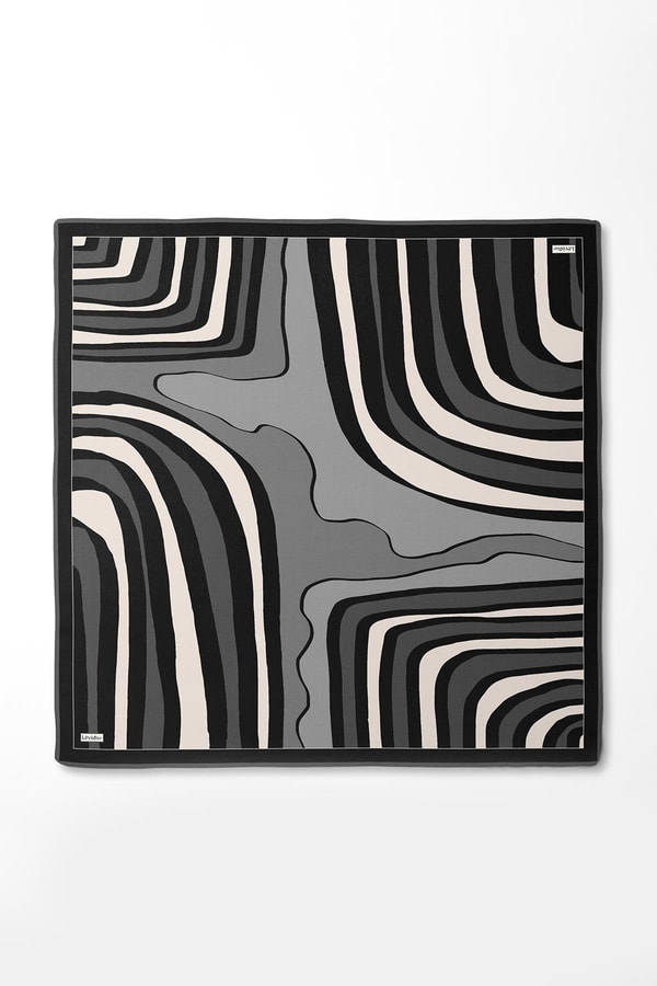 LevidorSiyah Kalın Çizgili Twill İpek Eşarp