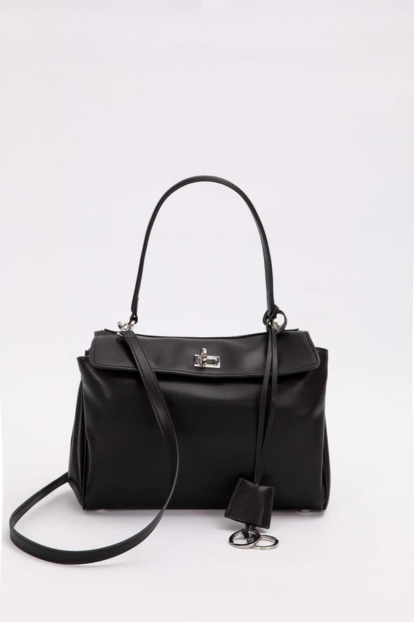 LevidorSiyah Kapama Kilit Aksesuarlı Omuz Çantası