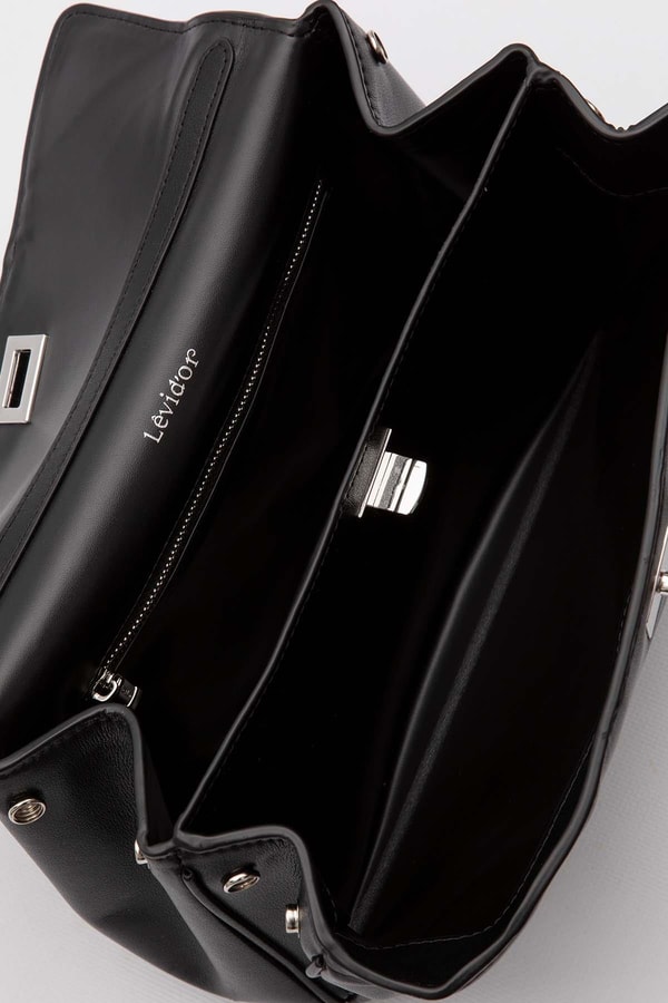 LevidorSiyah Kapama Kilit Aksesuarlı Omuz Çantası