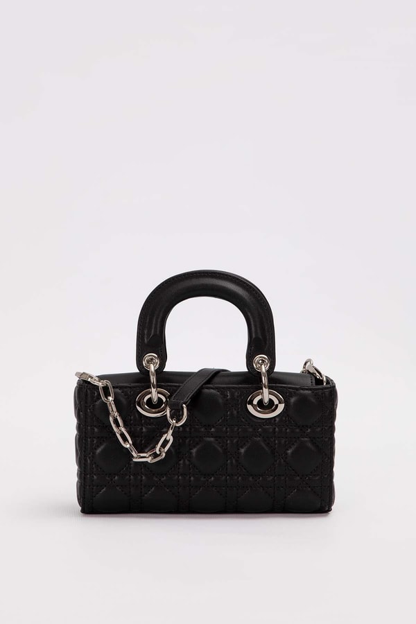 LevidorSiyah Kapitone Logo Aksesuarlı Omuz Çantası