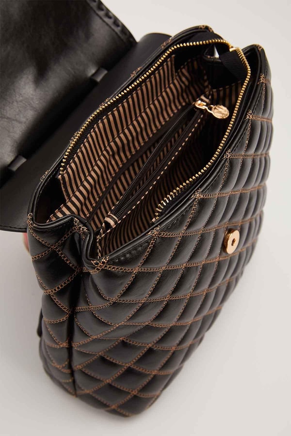 LevidorSiyah Kapitone Model Omuz Çantası