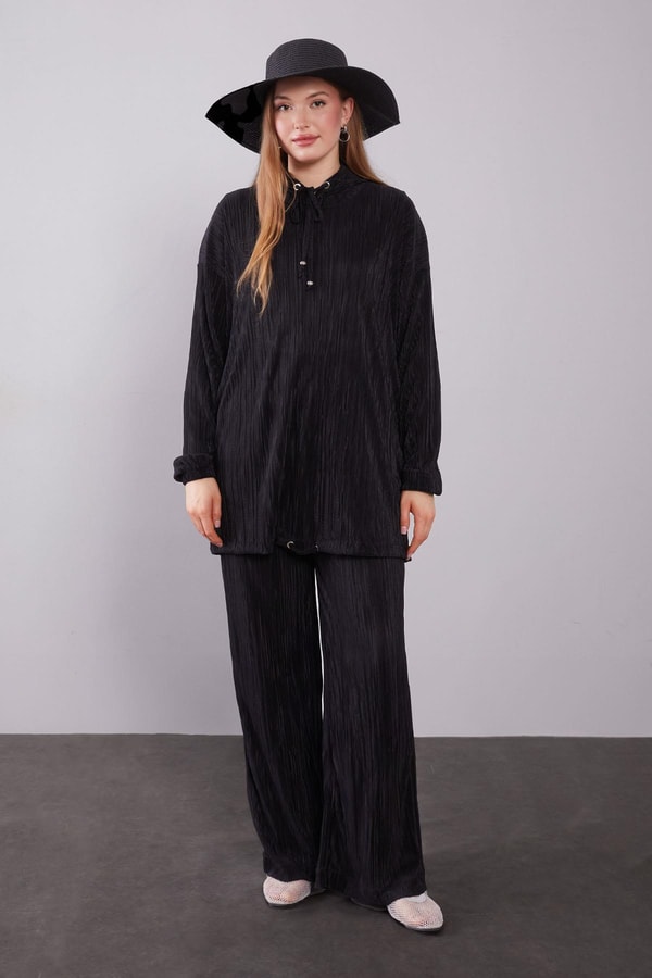 LevidorSiyah Kapüşonlu Bağcık Detaylı İkili Takım