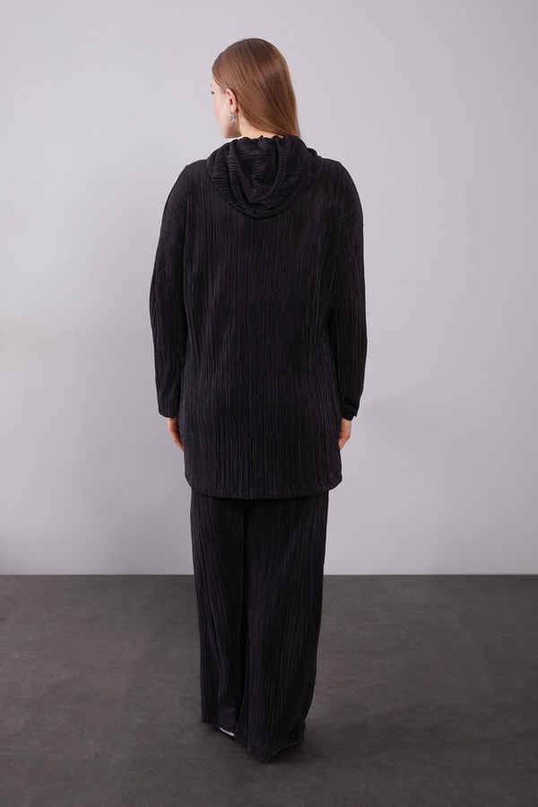 LevidorSiyah Kapüşonlu Bağcık Detaylı İkili Takım