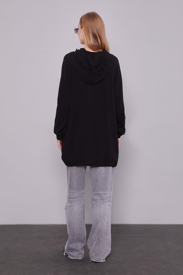 LevidorSiyah Kapüşonlu Bürümcük Kap