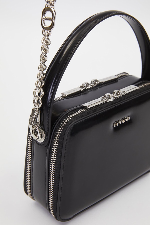 LevidorSiyah Kare Bombe Görünümlü Omuz Çantası