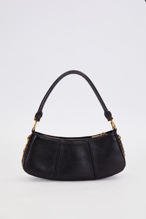 LevidorSiyah Kenar Dikiş Görünümlü Omuz Çantası