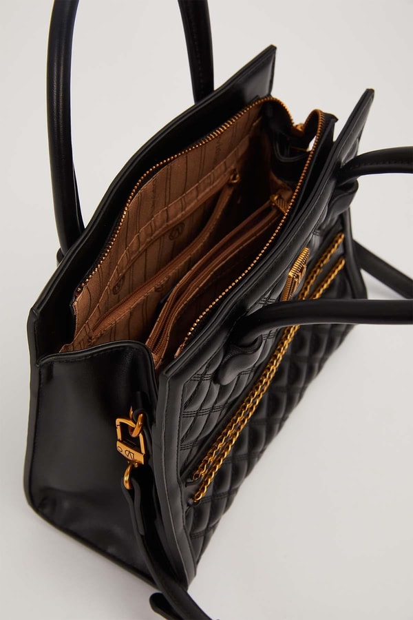 LevidorSiyah Kendinden Dokulu El Çantası