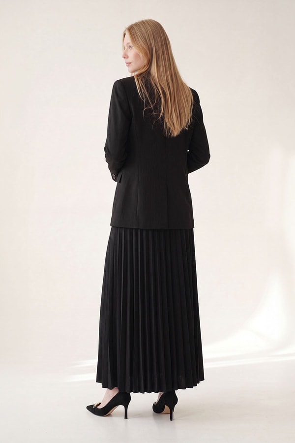 LevidorSiyah Keten Blazer Ceket