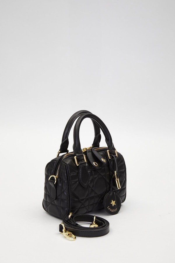LevidorSiyah Kilit Aksesuar Detaylı El Çantası