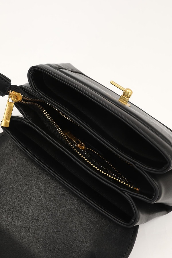 LevidorSiyah Kilit Çevirmeli Omuz Çantası