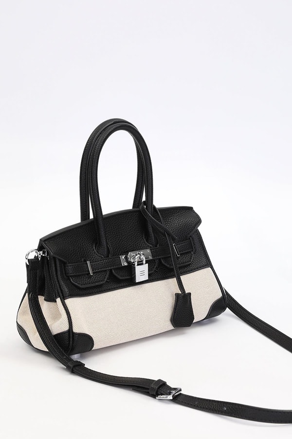 LevidorSiyah Kilit Detay Deri El Çantası