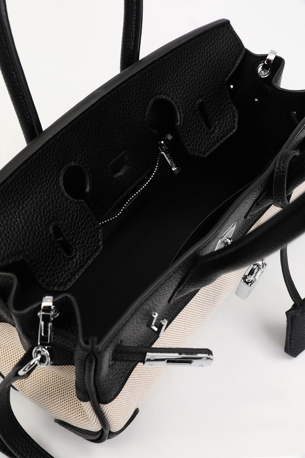 LevidorSiyah Kilit Detay Deri El Çantası