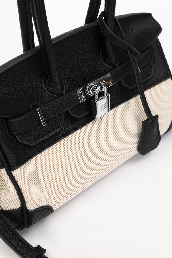 LevidorSiyah Kilit Detay Deri El Çantası