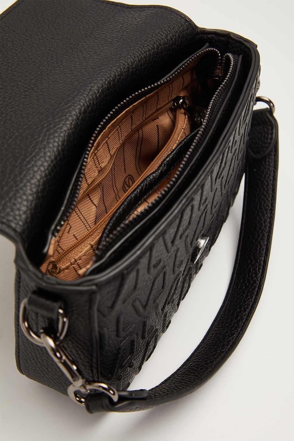 LevidorSiyah Kısa Askılı Dokulu Omuz Çantası