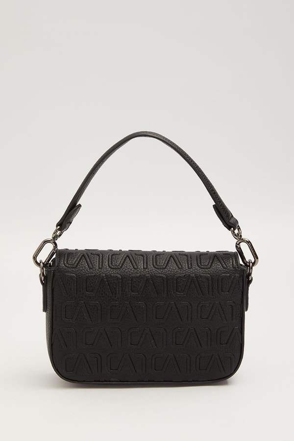 LevidorSiyah Kısa Askılı Dokulu Omuz Çantası