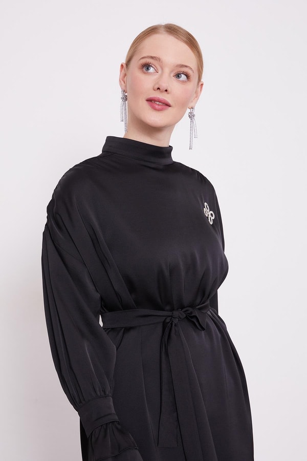 LevidorSiyah Kol Fırfır Detaylı İkili Takım