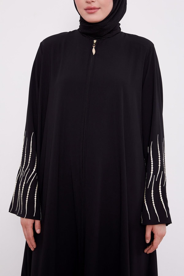 LevidorSiyah Kol Nakış Detaylı Ferace
