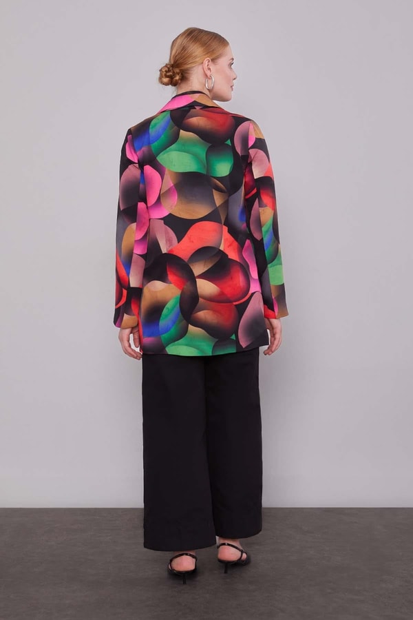 LevidorSiyah Kruvaze Desenli Ceket