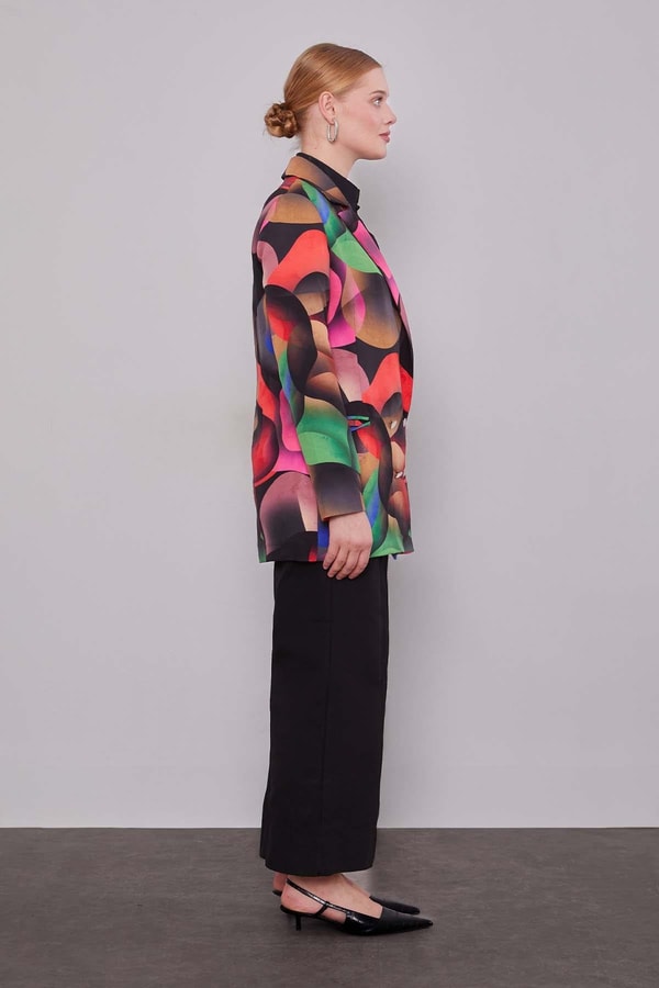 LevidorSiyah Kruvaze Desenli Ceket