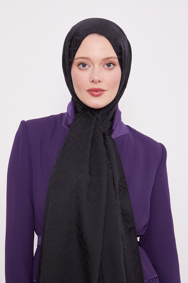 LevidorSiyah L Desen İtalyan Jakar Şal