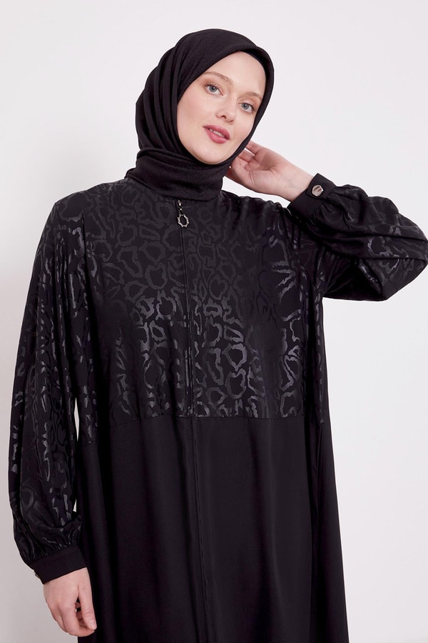 LevidorSiyah Leopar Desen Ferace