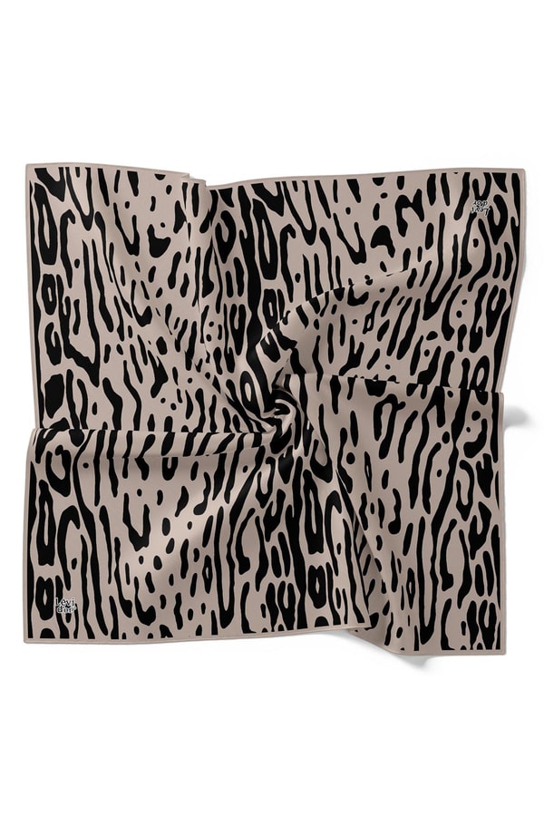 LevidorSiyah Leopar Desen Twill İpek Eşarp