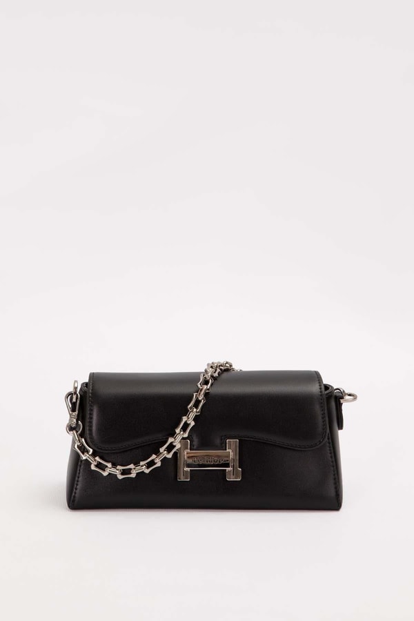 LevidorSiyah Logo Tokalı Omuz Çantası