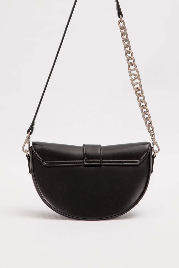 LevidorSiyah Logo Zincir Detaylı Omuz Çantası