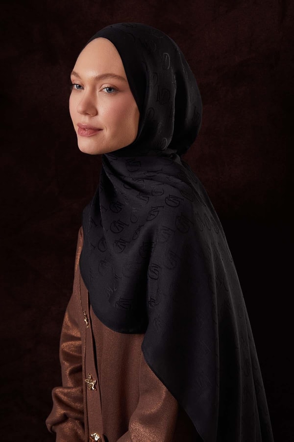 LevidorSiyah LVD Baskılı Naia Jakar Şal