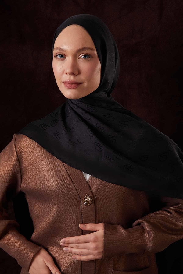 LevidorSiyah LVD Baskılı Naia Jakar Şal