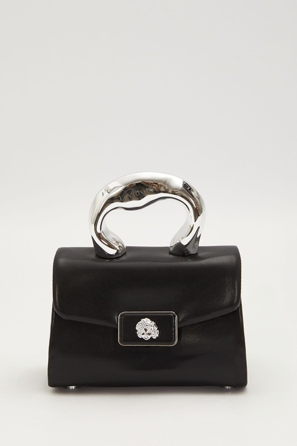 LevidorSiyah Metal Aksesuar Tokalı El Çantası