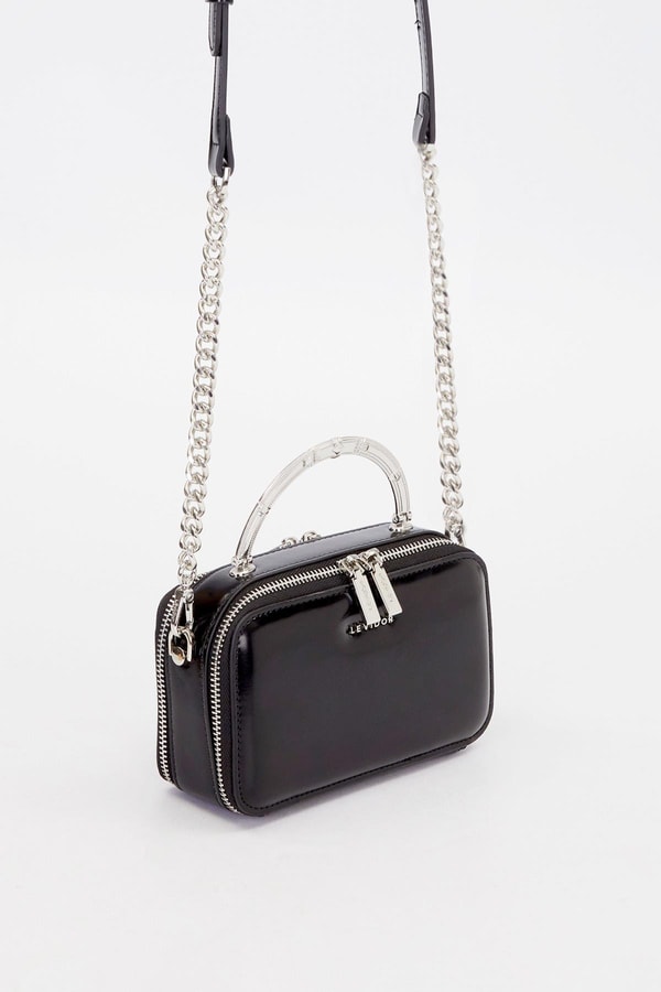 LevidorSiyah Metal Askı Detay Omuz Çantası
