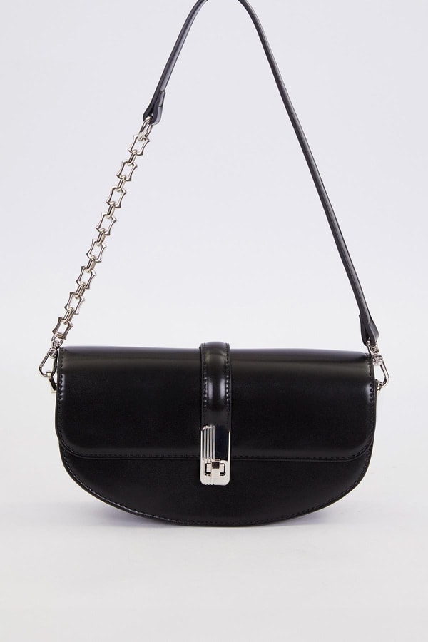 LevidorSiyah Metal Detaylı Omuz Çantası