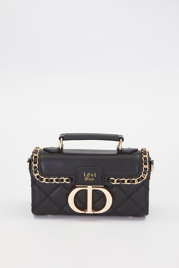 LevidorSiyah Metal Halka Detay Omuz Çantası