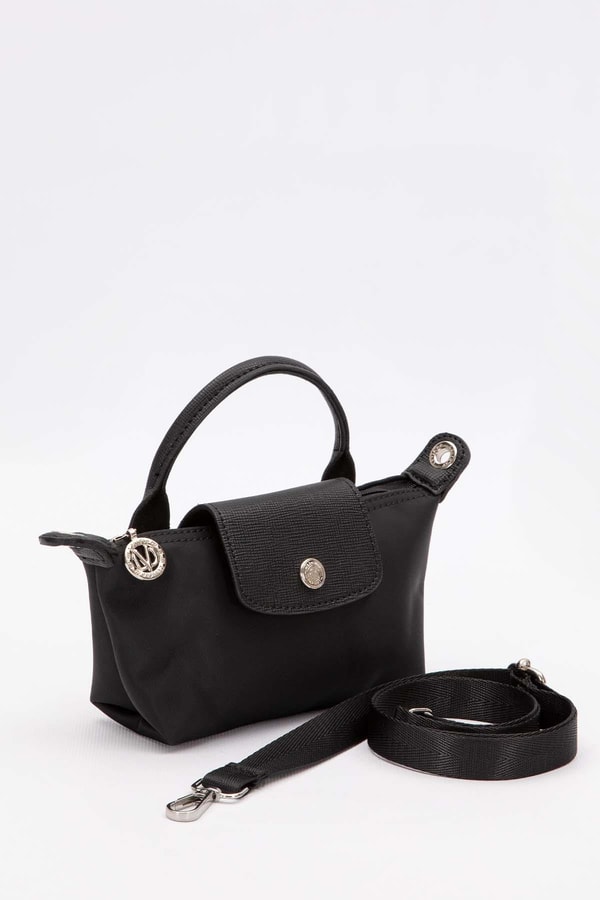 LevidorSiyah Mini Boy Deri Kapak Detaylı El Çantası