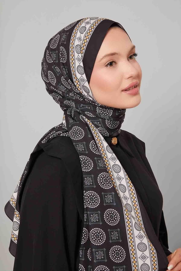 LevidorSiyah Motif Desen Club Şal