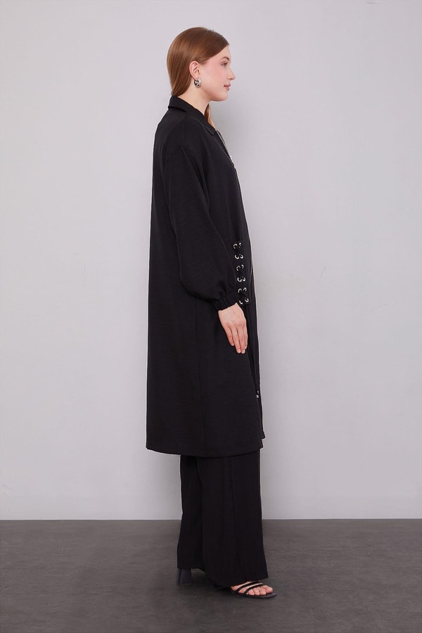 LevidorSiyah Örgü Model Detaylı Kap