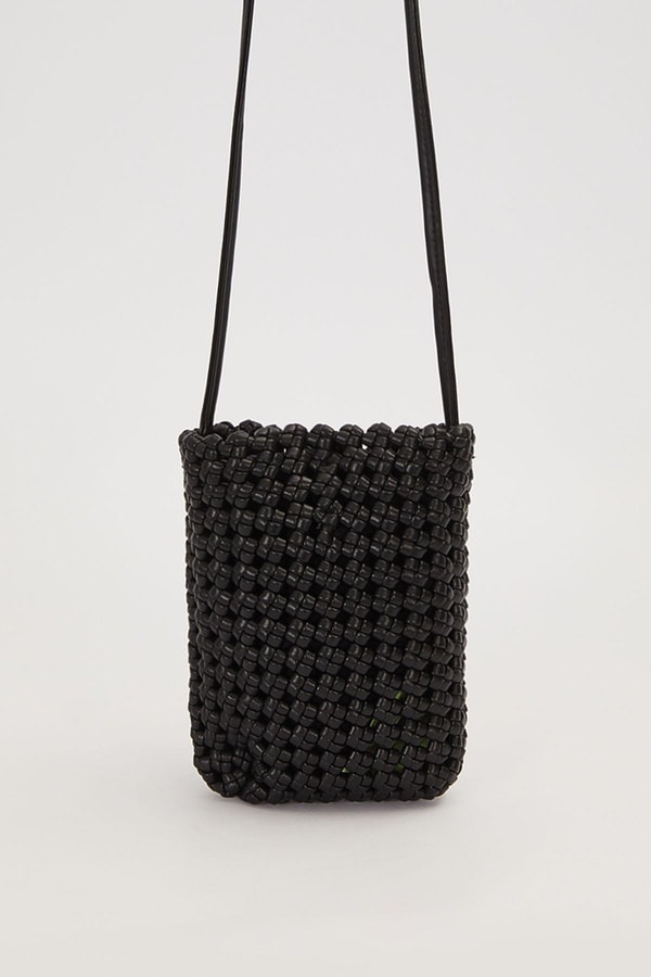 LevidorSiyah Örgü Model Gold Tokalı Omuz Çantası