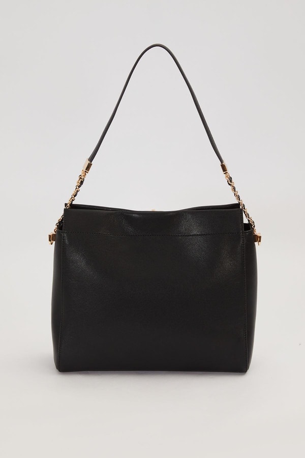 LevidorSiyah Oval Kilitli Omuz Çantası