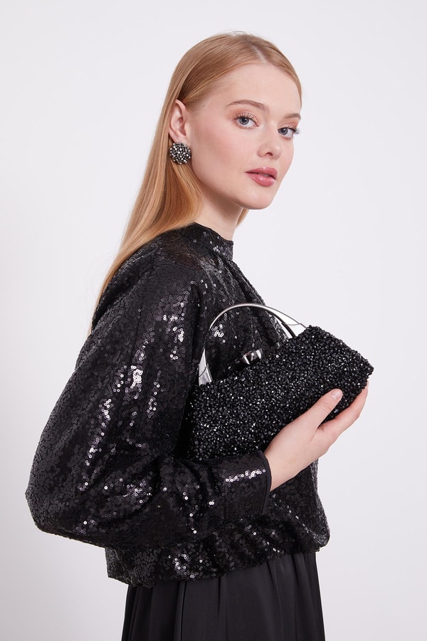 LevidorSiyah Payetli Etek Takım