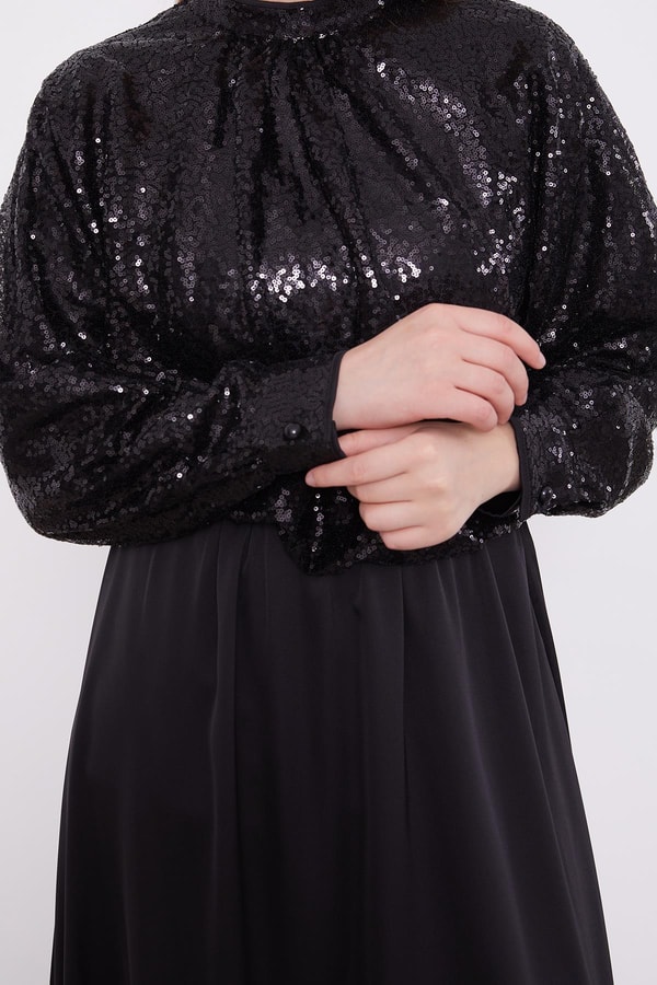 LevidorSiyah Payetli Etek Takım