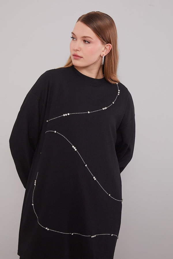 LevidorSiyah Şerit Taş Detaylı İkili Takım