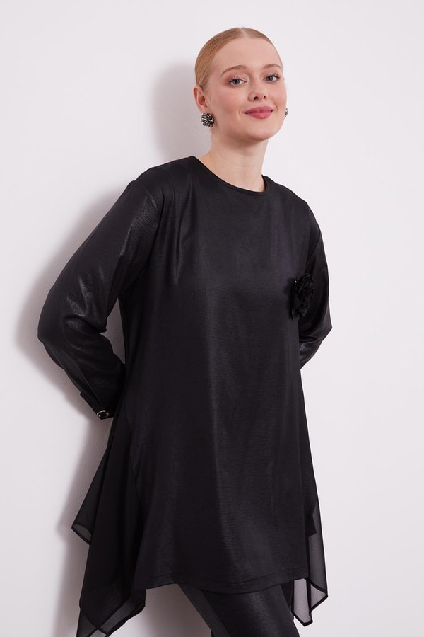 LevidorSiyah ŞİFON GARNİLİ AYROBİN TAKIM