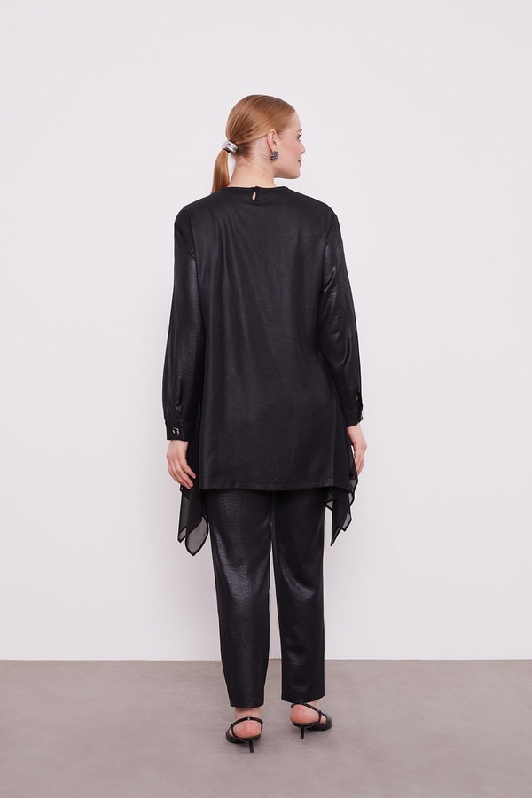 LevidorSiyah ŞİFON GARNİLİ AYROBİN TAKIM