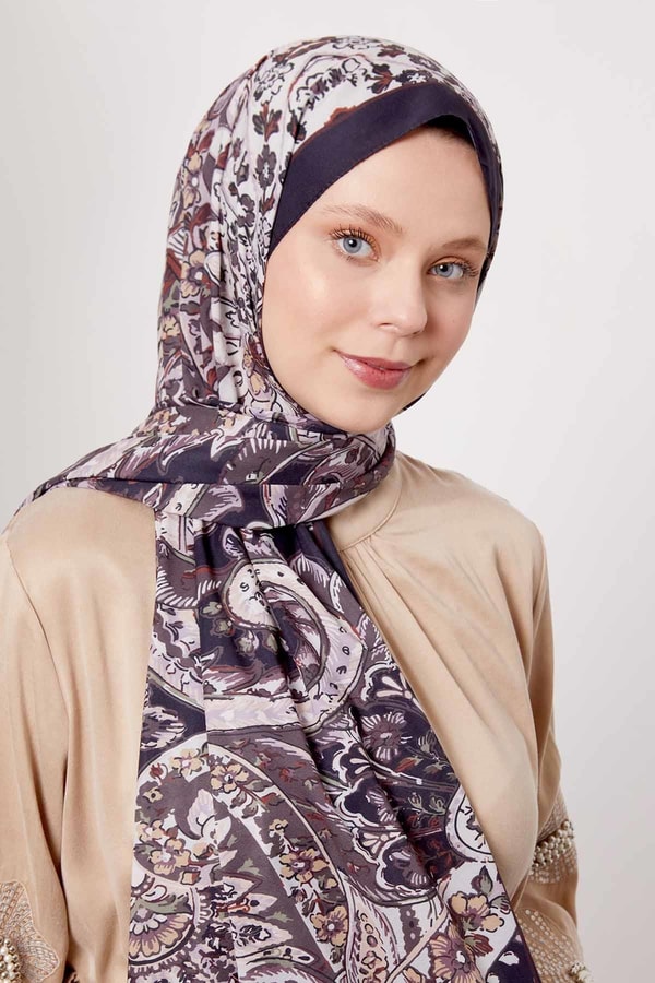 LevidorSiyah Soyut Çiçek Desen Love Şal