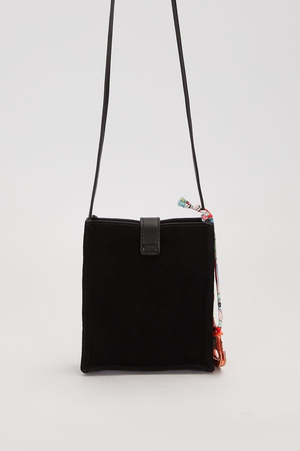 LevidorSiyah Süet Uzun Askılı Omuz Çantası