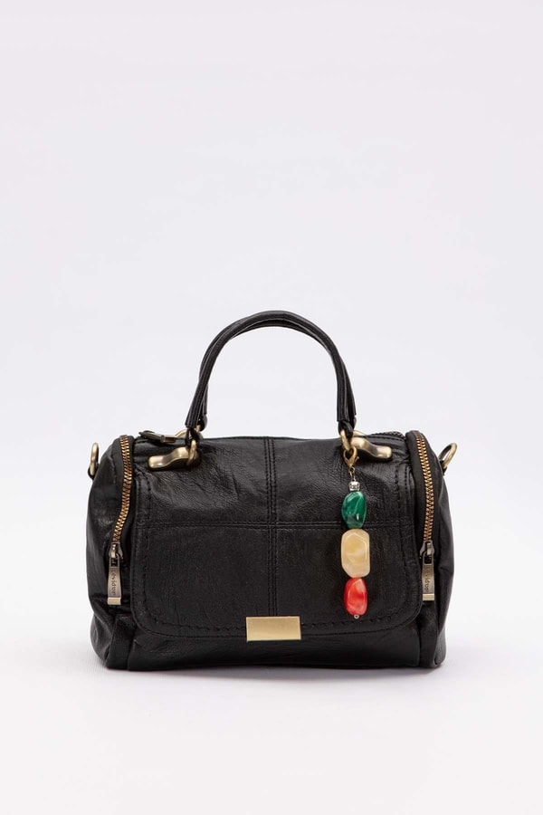 LevidorSiyah Taş Aksesuar Detaylı Omuz Çantası