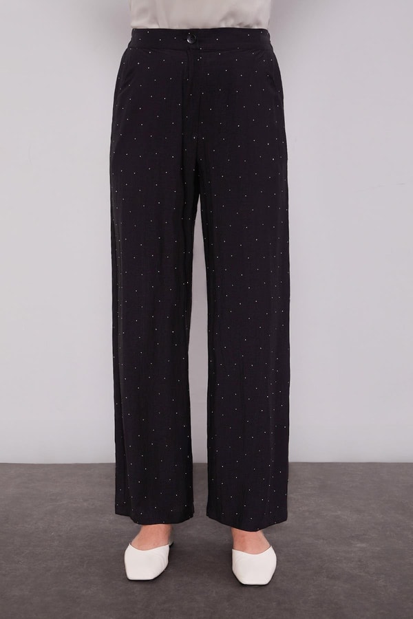 LevidorSiyah Taş Baskılı Düğme Detaylı İkili Takım