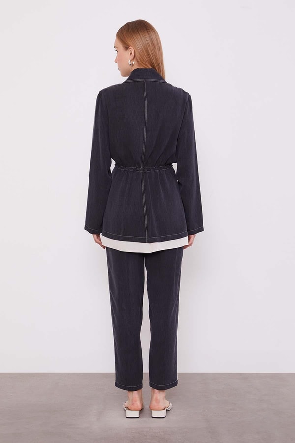 LevidorSiyah Taşlı Şerit Detaylı İkili Takım