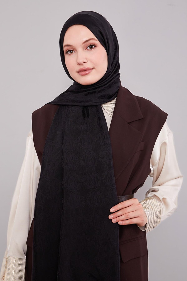 LevidorSiyah Tuğra Desen Grazia Şal